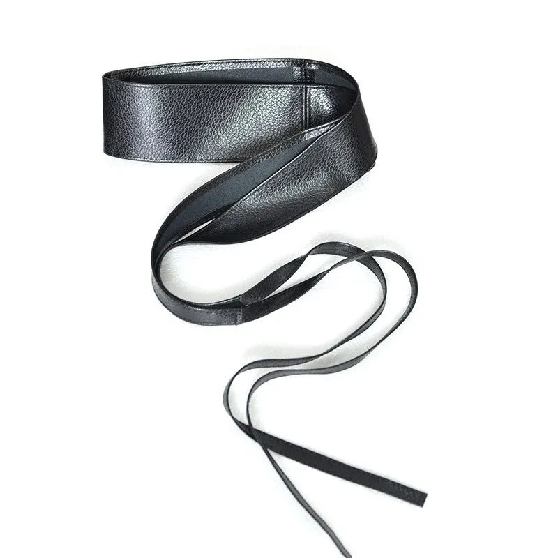 Ceinture pour femme en cuir avec nœud papillon, large, simple, enveloppante, pour manteau, corset, marque de luxe, ceinture