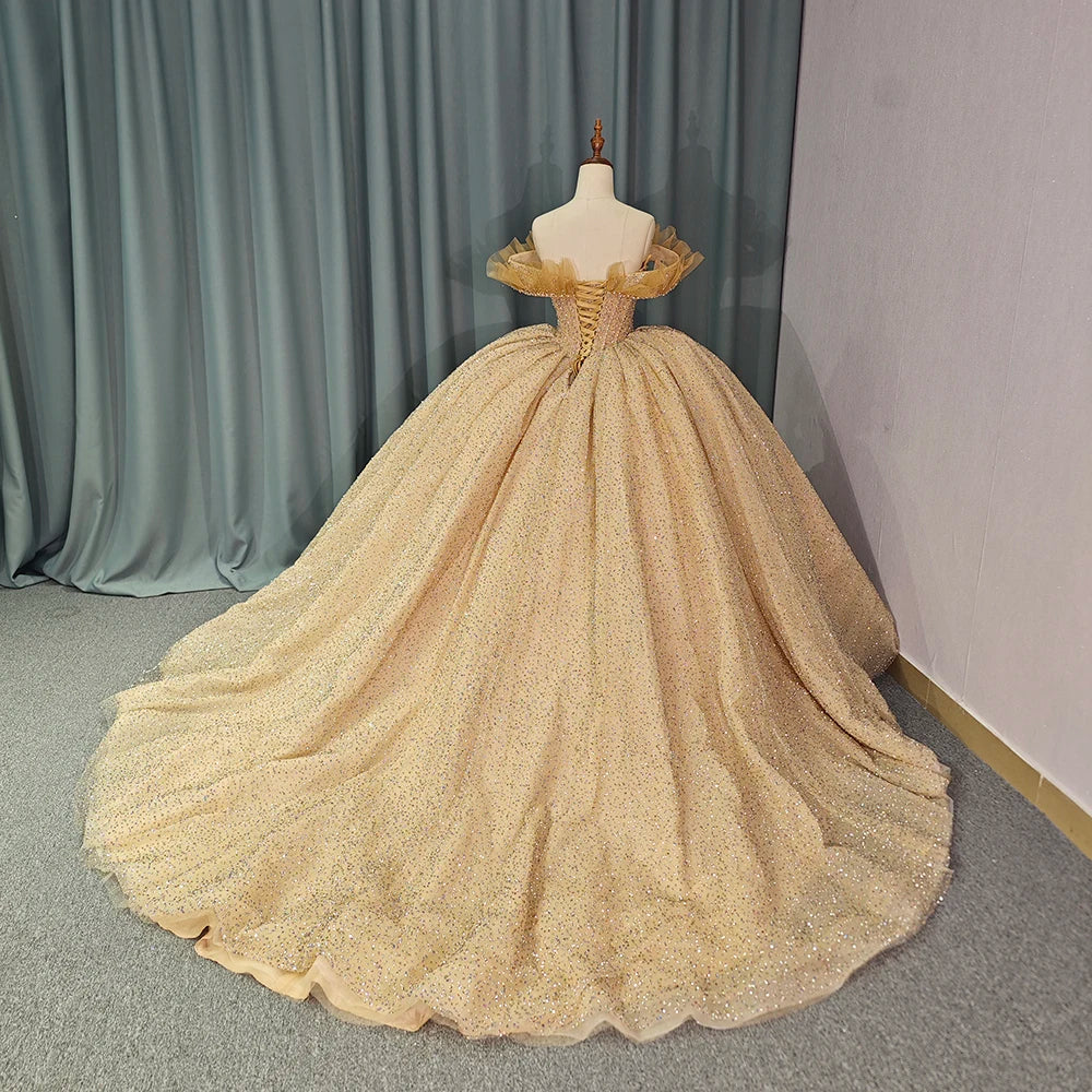 Robes de soirée de célébrités dorées de luxe pour femmes, robes de soirée de bal, robes de gala pour événements spéciaux, robes de Quinceanera 2024