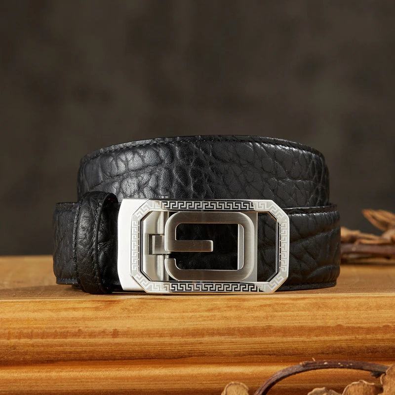 Ceinture en cuir de bœuf sauvage africain fait à la main pour homme, style rétro, en cuir véritable, avec boucle ardillon en acier inoxydable, ceinture vintage en cuir de vache