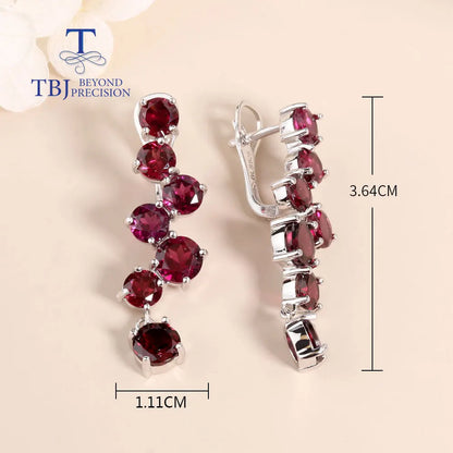 Fashion Rhodolite Garnet Ring Earrings Jewelry Set 925 sterling Silver Fine jewelry Women's anniversary party gift