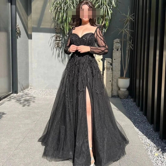 Evening Saudi Arabia Tulle Beading Celebrity Ball Gown Off-the-shoulder Bespoke Occasion Long Dresses