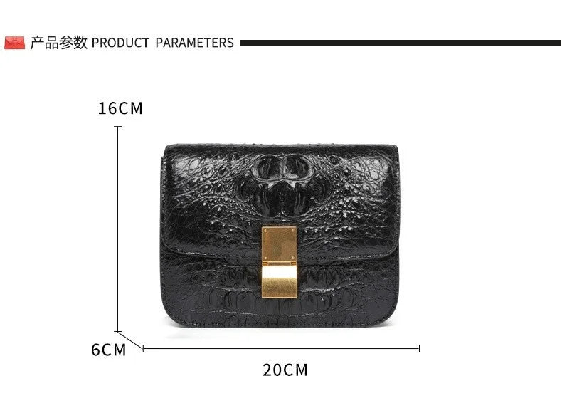 2022 New Crocodile Skin Lady's Shoulder Bag Fashion Genuine Leather Women Messenger Bag Leisure Small Square Bag 45