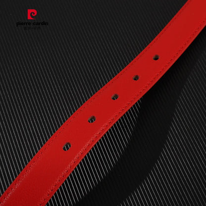 Pierre Cardin Women Genuine Leather Belts for Women belt Women's needle buckle waistband Red