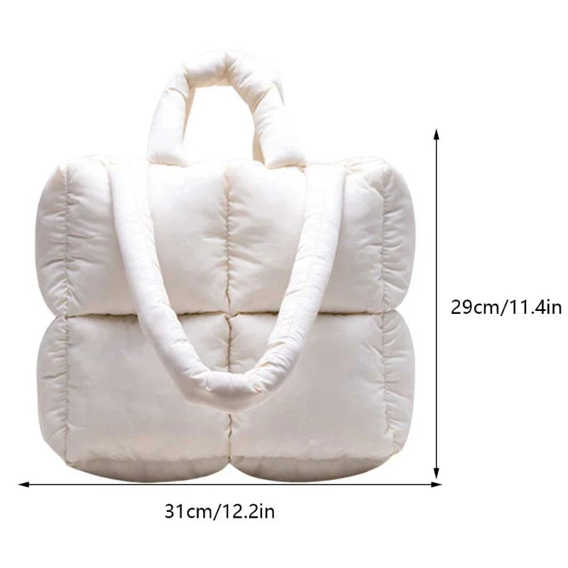 Sac à bandoulière bouffant de créateur pour femme, sac à main matelassé en coton et plumes, rembourré, grande capacité, fourre-tout de shopping d'hiver