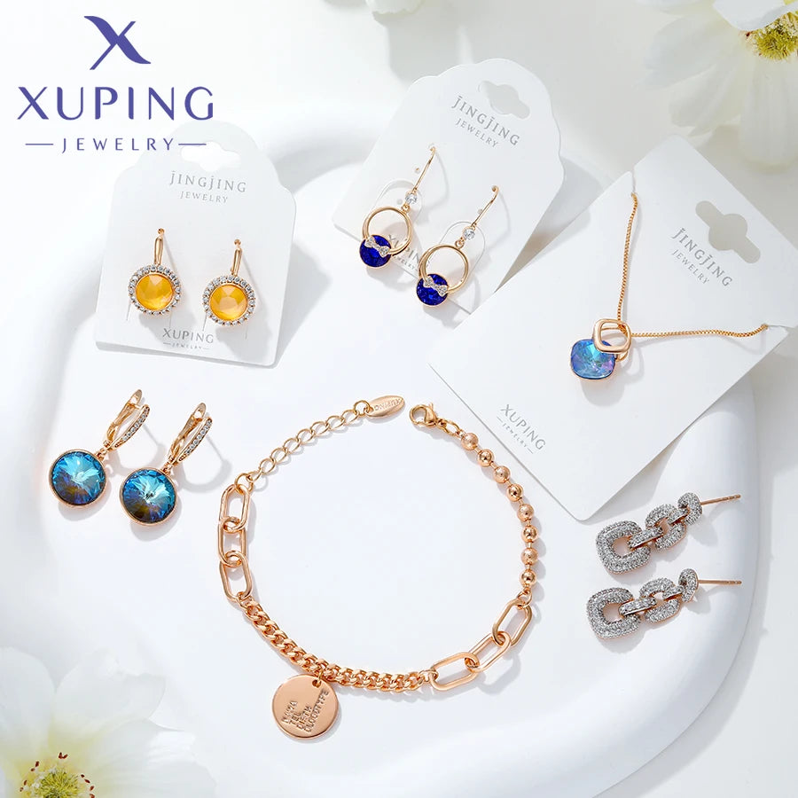 Pendientes de aro elegantes con dije de corazón de color dorado claro de Xuping Jewelry, regalo para el día de la mujer, 1258