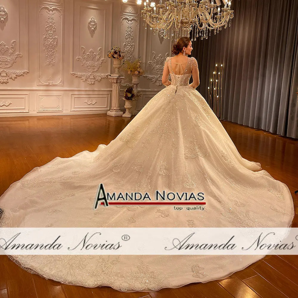 Amanda Novias Luxury Handwork Pearls Wedding Dress NS4743