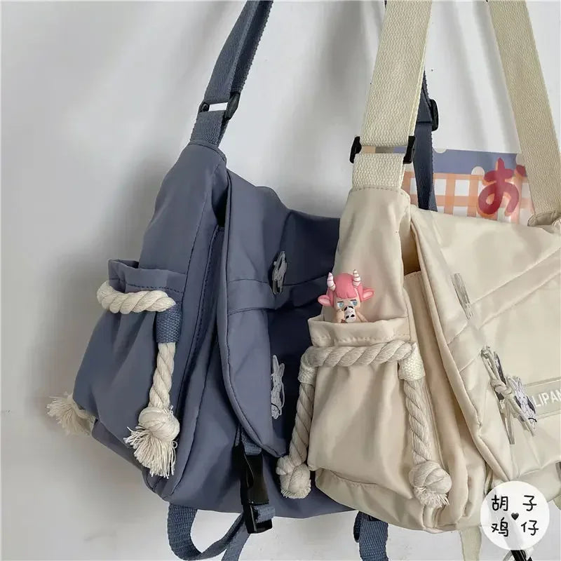 Bolsos de nailon, bolsos de hombro, bolsos escolares para estudiantes, bolsos para niñas y hombres, bolsos tipo mensajero Harajuku, bolsos cruzados de gran capacidad para adolescentes