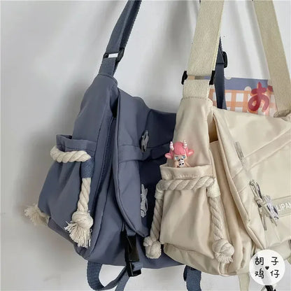 Sacs à main en nylon Sac à bandoulière Sacs d'école pour étudiants Sac pour filles Hommes Sac messager Harajuku Sacs à bandoulière de grande capacité pour adolescents