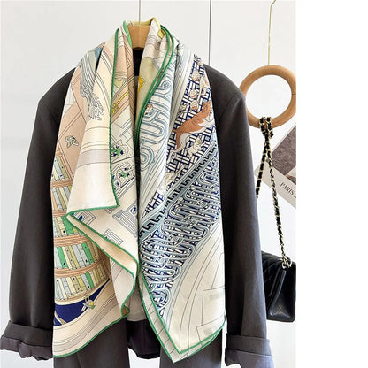 Poncho tipo chal de lana para mujer, bufanda cuadrada extragrande de lana, para otoño e invierno, 132 x 132 cm