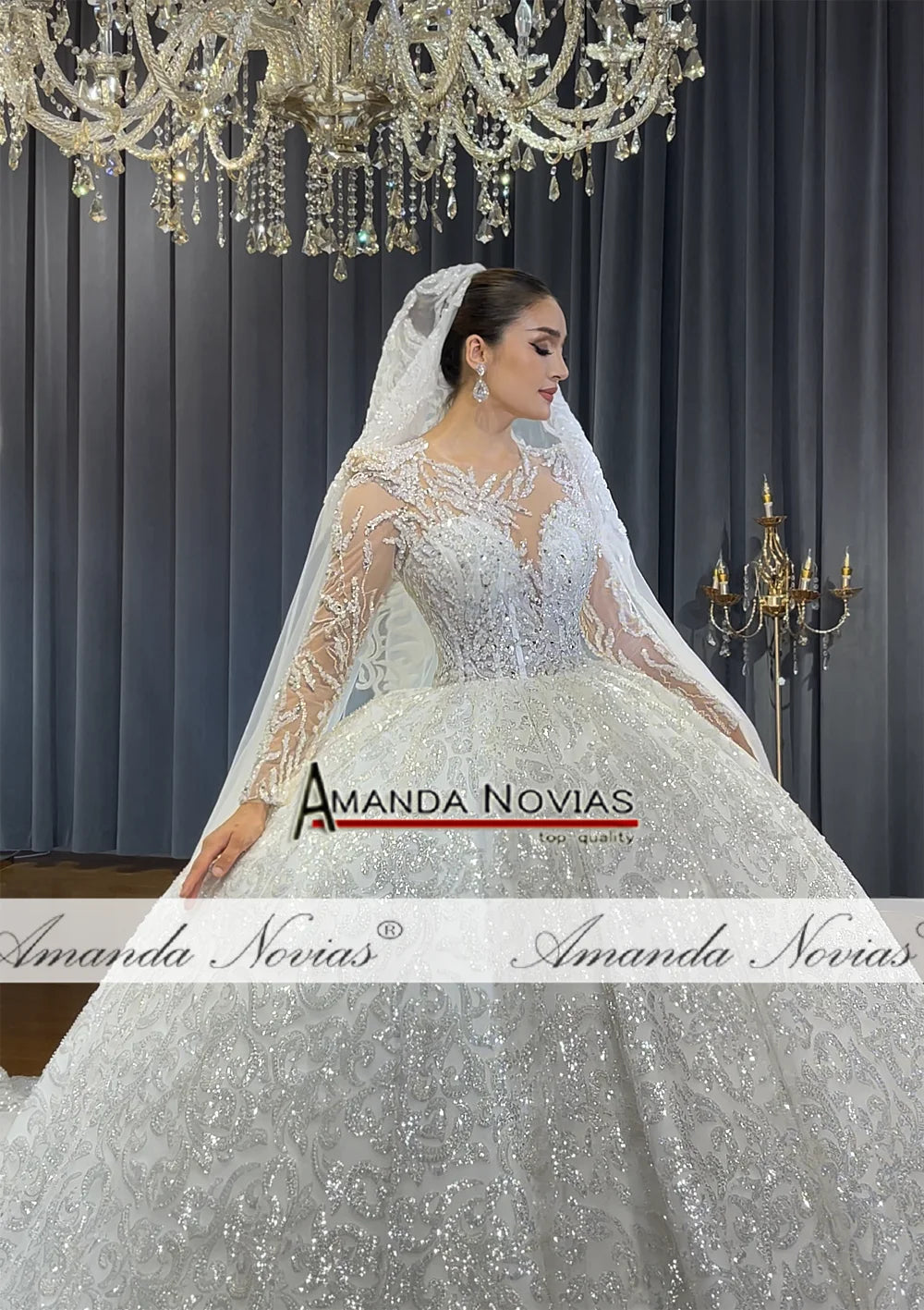 Vestido de novia con apliques de encaje de Amanda Novias NS4756 Pedido personalizado