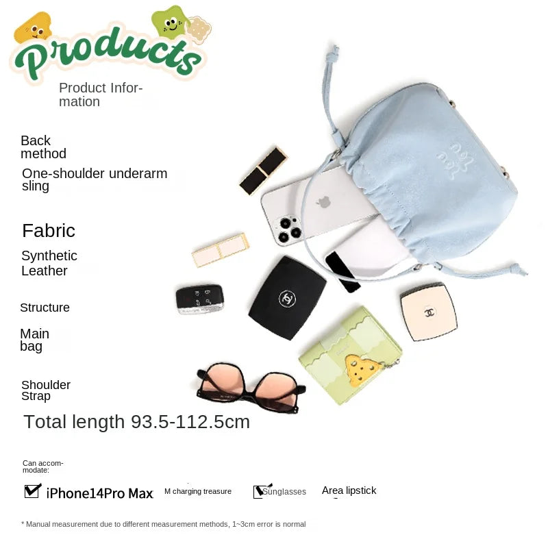 TOUTOU Women Handbag Sweet Food Series Folded Cloud Bag 2024 New Summer Drawstring Single Shoulder Crossbody Burnout Bag