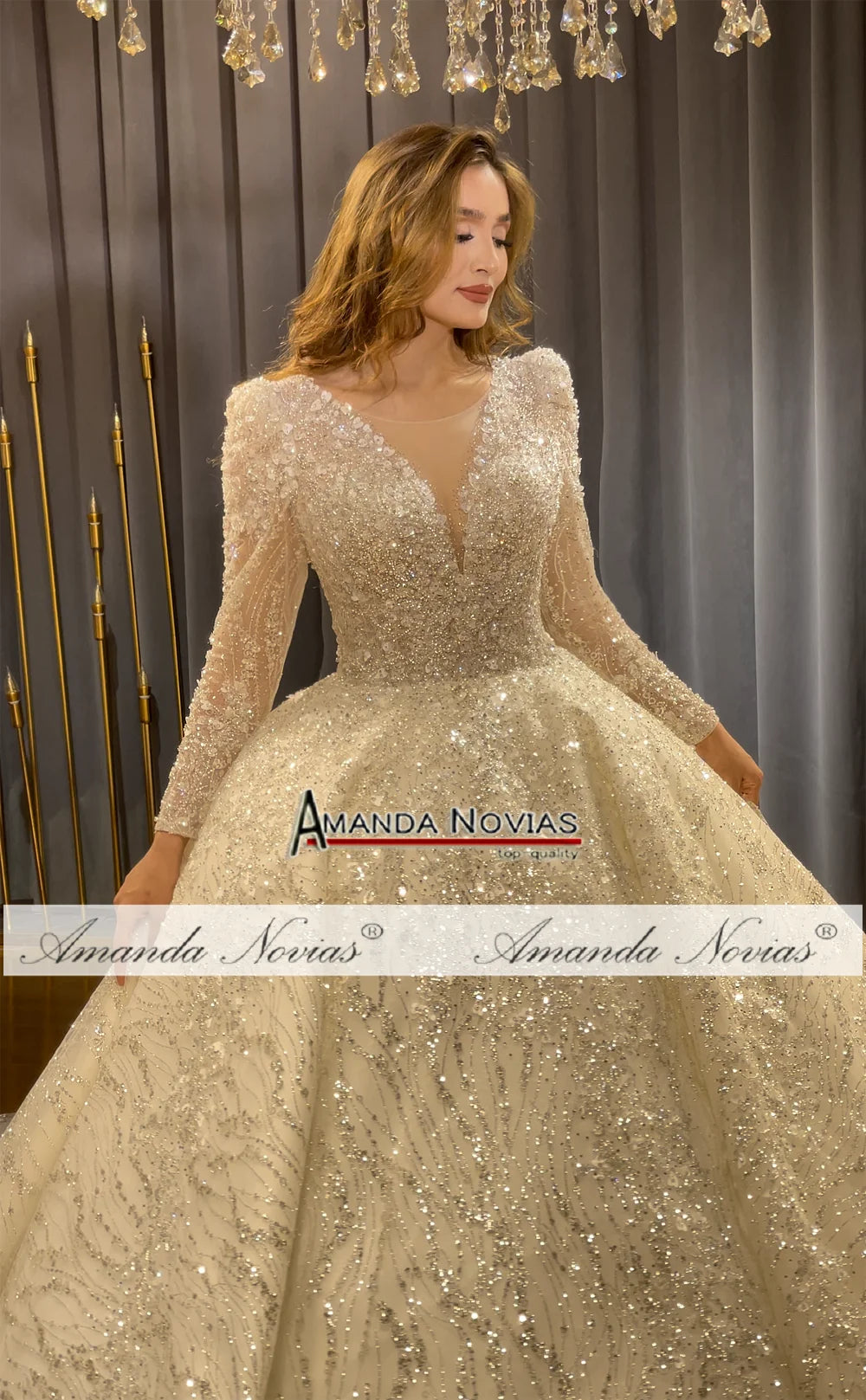 Vestido de novia de encaje de Amanda Novias NS4768