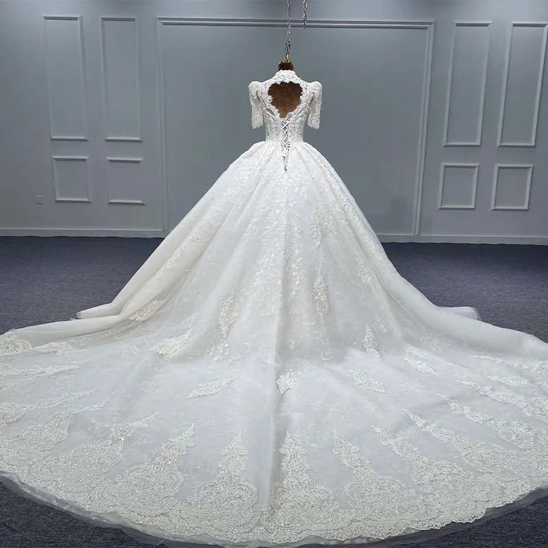 Robe longue de mariée en organza pour femme, nouvelle collection, exquise, longueur au sol, paillettes, lacets, plissée, MN166