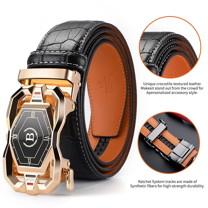 Ceintures de créateur HCDW pour hommes, ceinture automatique en cuir véritable noir et marron pour hommes, marque de luxe, mode, ceinture de pantalon de golf, cadeau pour hommes