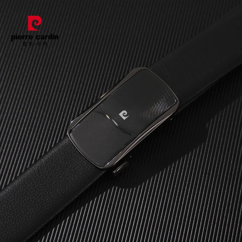 Pierre Cardin Men's Commerce Fashion Genuine Leather Belts Automatic buckle waistband for Men Black Belt