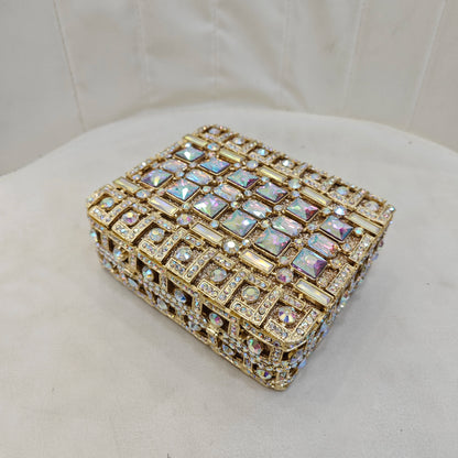 Gold Square Stone Evening Bag Clutch Women Crystal Wedding Party Purses Diamond Lady Rhinestone Bridal Banquet Handbags Clutches