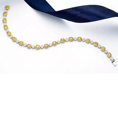 Véritable or 18 carats avec diamant jaune naturel de 3,7 carats pour femmes, bracelets tendance, mignons, romantiques, cadeau de mariage, bijoux en or K