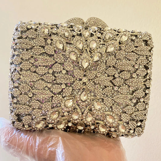 Square Women Rhinestone Evening Bag Girl Diamond Wedding Purse Luxury Crystal Party Purs Bag Metal Dinner Banquet Clutches