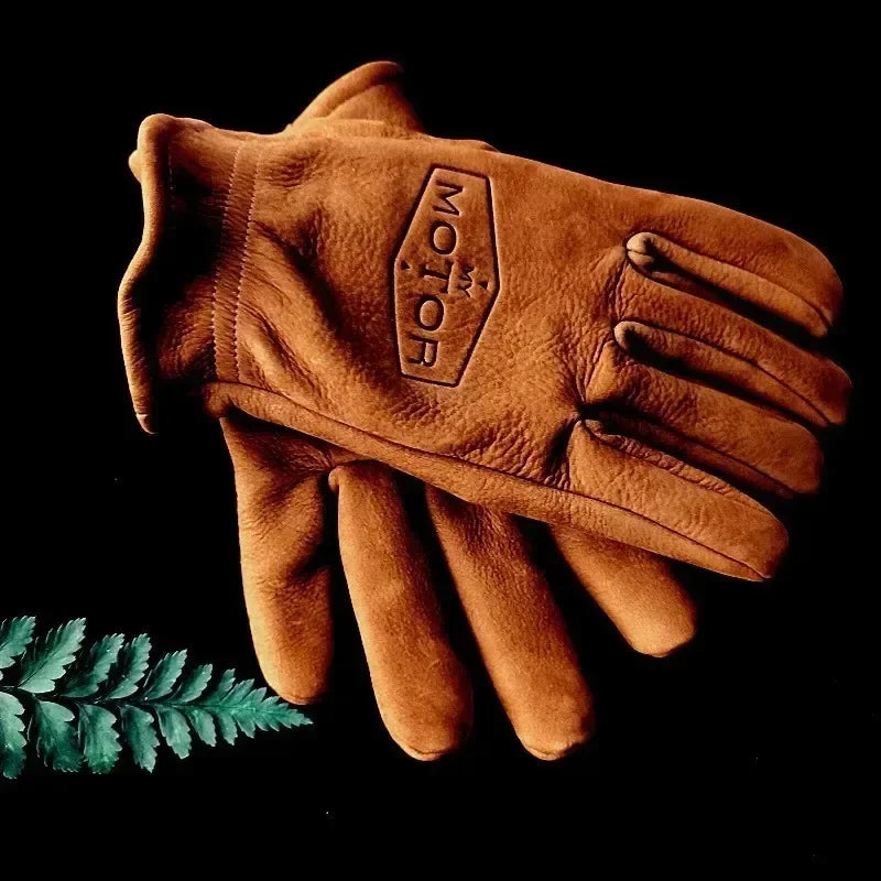 Gants de moto rétro en cuir véritable, protection complète des doigts et des articulations, équipement de course pour hommes et femmes