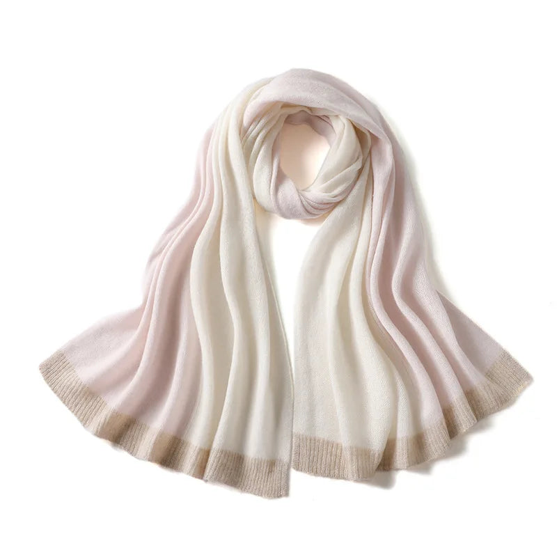 High Grade 100% Pure Cashmere Scarf Women's Autumn and Winter Albas Light Luxury Gradual Water Ripple Warm Shawl