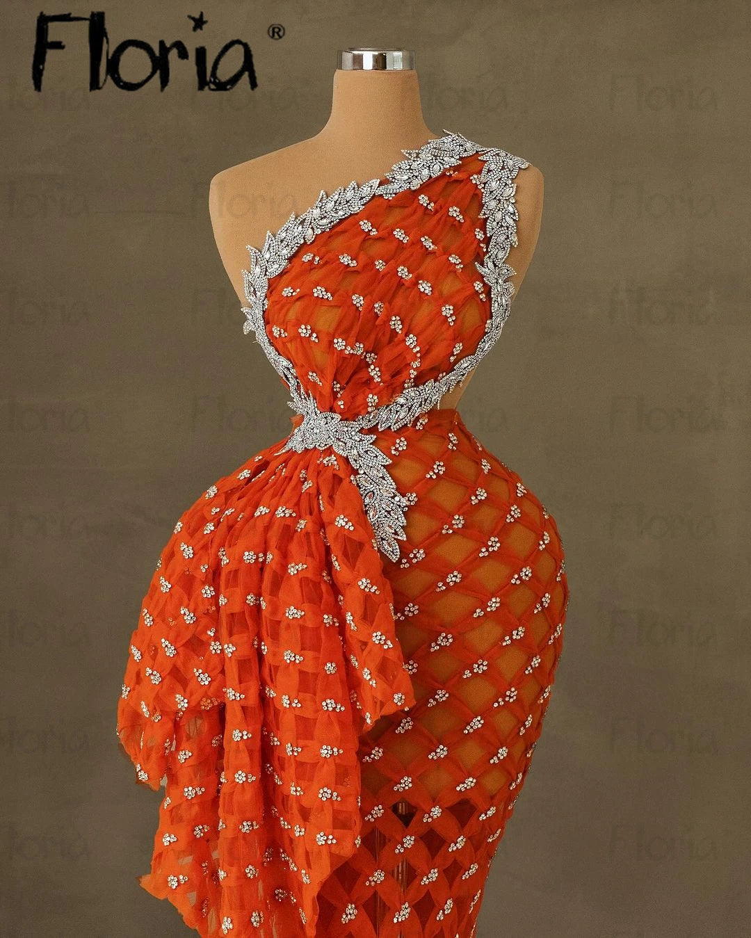 Impresionante vestido de fiesta de desfile naranja, vestido de cóctel de sirena sin mangas con un hombro al descubierto, vestido de noche de cumpleaños para mujer, personalizable en talla grande