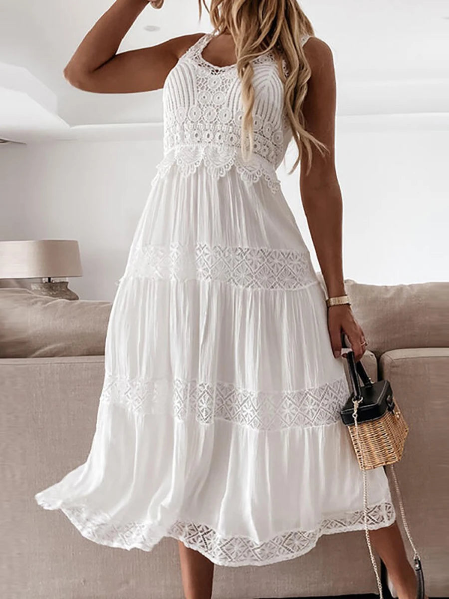 Robe d'été blanche pour femme 2023 Tenues de plage décontractées à la mode Nouvelles robes longues maxi bohème hippie chic élégantes pour soirée