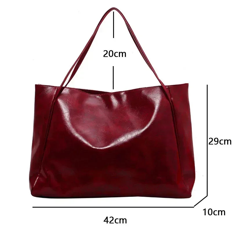 Sac fourre-tout tendance pour femme, pochette sous les bras, grande capacité, en cuir PU souple, sac à bandoulière rétro, sac seau décontracté et portable