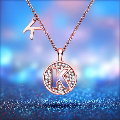 Pendentif en argent sterling 925 Moissanite Série 26 lettres Collier lettre K Collier exclusif avec nom pour femme Cadeau idéal pour petite amie