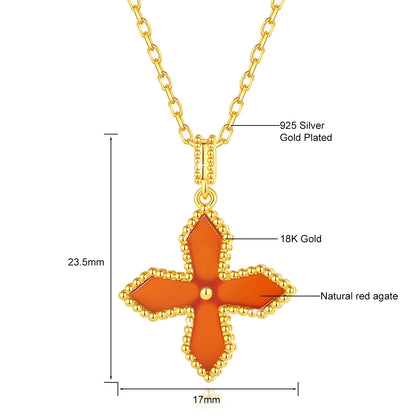 100% Real 18k Gold Cross Pendant AU750 Red Agate Necklace With Certificate Women Jewelry Waterproof K Gold Wedding Gift 2024 New