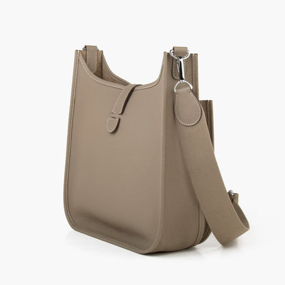 DONNAIN Bolsos de hombro minimalistas de piel de becerro color caqui para mujer, bandolera de gran capacidad, bolso de mano tipo mensajero de piel auténtica de grano completo