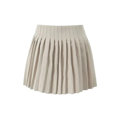 Falda corta estilo mini de cintura alta estilo vintage americano para mujer, versátil, con forro de cinturón plisado, de verano