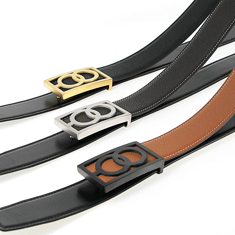 100 men's genuine leather belt, business fashion and leisure belt, Italian top layer cowskin, pure copper buckle pants belt