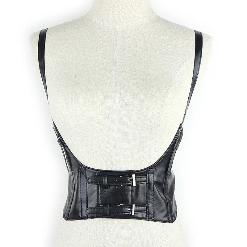 Ceinture de taille pour femme, corset sous la poitrine, en cuir PU, réglable, punk, ceinture large, pour robe, costume, 1 pièce