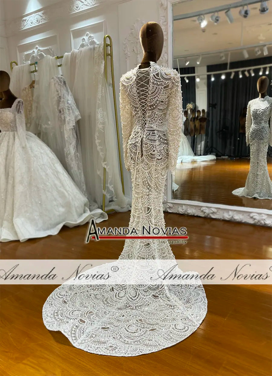 Robe de mariée sirène en perles faites à la main par Amanda Novias NS4742