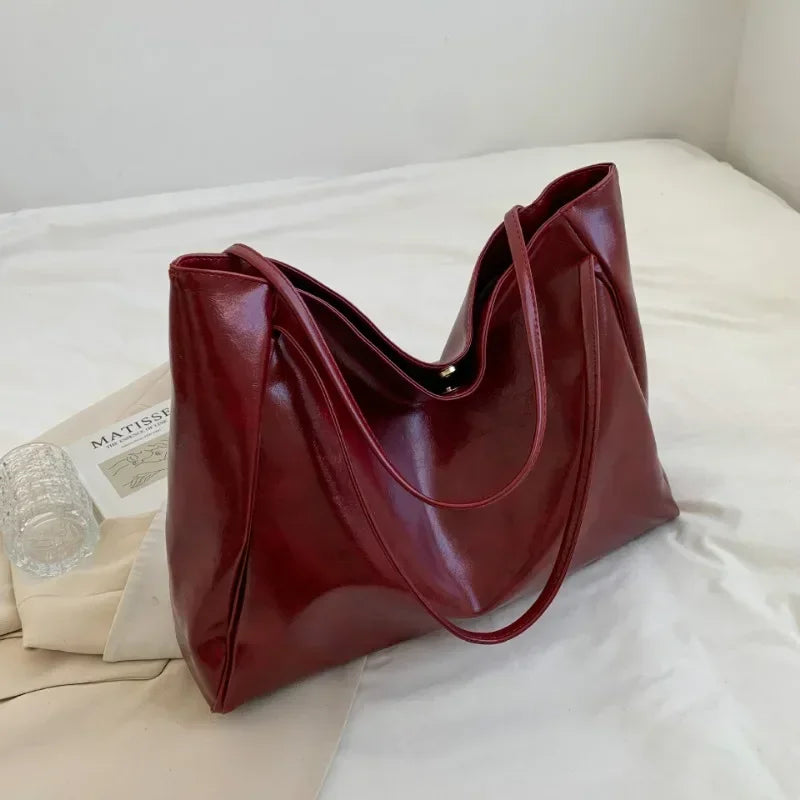 2024 Sacs fourre-tout décontractés en cuir PU de grande capacité pour femmes, mode solide rétro couleur fermeture éclair sac à bandoulière pour femmes, sac à main pour dames