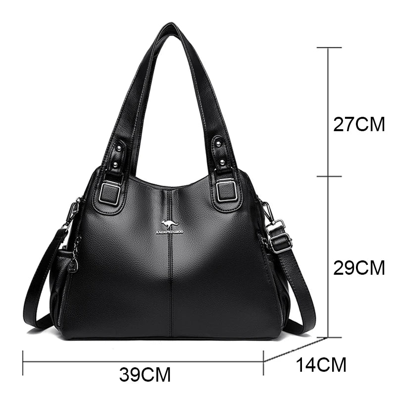 Bolsos de mano de piel auténtica suave para mujer, bolso de hombro vintage, bolso de mano de diseñador de lujo para mujer, bolsos de mano de gran capacidad, Sac A Main