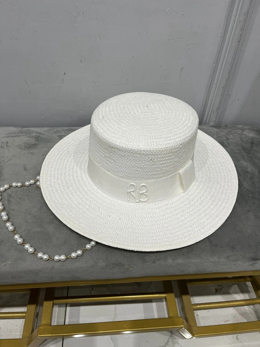 Chapeau de paille à double chaîne pour femme, nouvelle collection été 2023