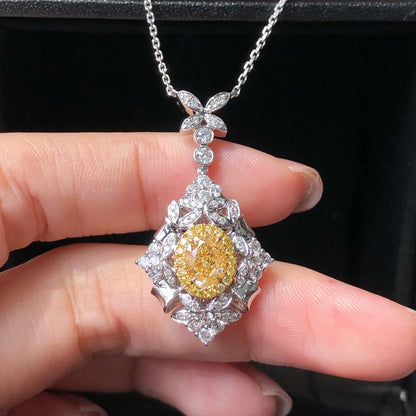 1.013ct Pure 18 K Gold Jewelry AU750 G18K Natural 100% Nature Yellow Diamonds Pendants Gemstone Necklaces for Women