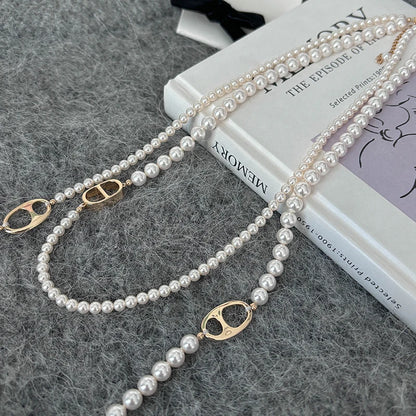 Golden pig nose freshwater pearl white pearl necklace k gold necklaces for women Chain for Women Party Fine Jewelry Gift