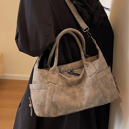 Bolsos de hombro de piel sintética de diseño retro para mujer, moda coreana 2024, bolso grande para la axila, bolso cruzado para mujer, bolsos de mano