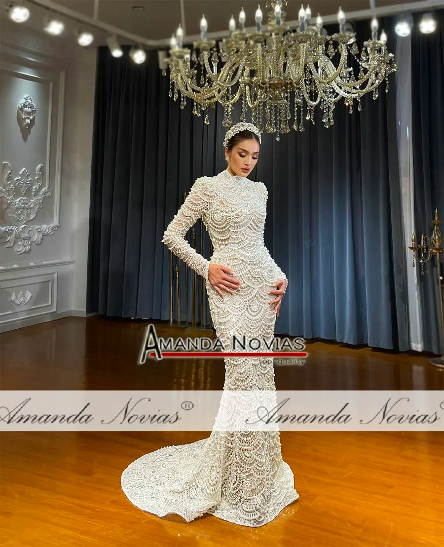 Robe de mariée sirène en perles faites à la main par Amanda Novias NS4742