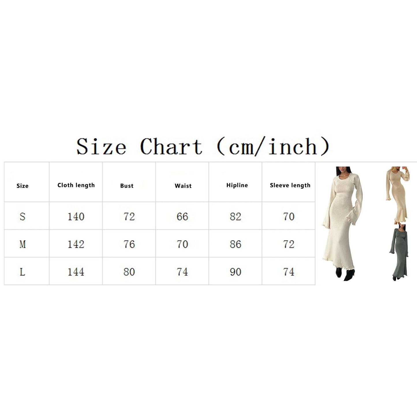 Women Ribbed Knit Ruffle Trim Long Dress Long Sleeve Bodycon  Party Cocktail Dress Flare Summer Beach Cover Up