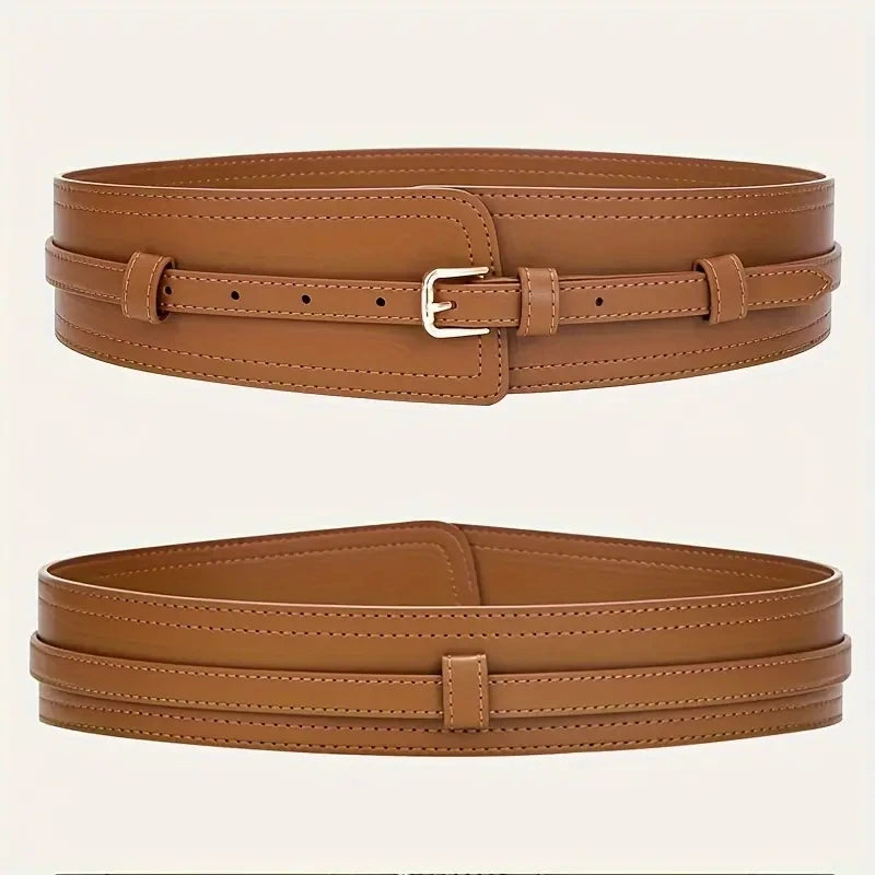 Ceinture large en cuir véritable pour femme, ceinture décorative noire et marron pour robe, jupe, pull, manteau, taille