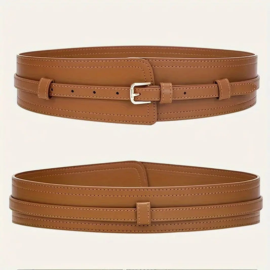 Ceinture large en cuir véritable pour femme, ceinture décorative noire et marron pour robe, jupe, pull, manteau, taille