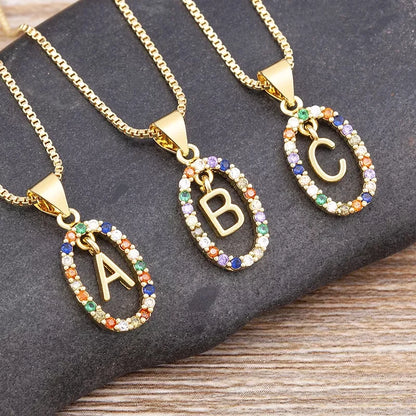 Collier pendentif 26 lettres anglaises Zircon mode A - Z initiale MSCK chaîne longue alphabet tendance pour femmes mon nom bijoux