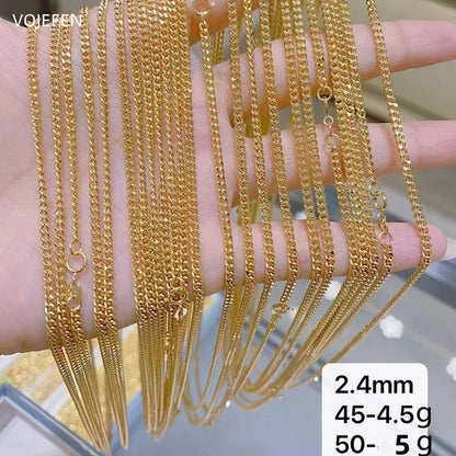 VOJEFEN AU750 Gold Cuban Necklaces Jewelry 18 K Gold Necklace Chains Choker Miami Links Neck Luxury Fine Jewellery Certificada