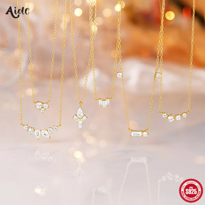 Aide 925 Sterling Silver Multi Zirconia Pendant Necklace For Women High Quality K Gold Chain Collar Elegant Fine Jewelry Gift