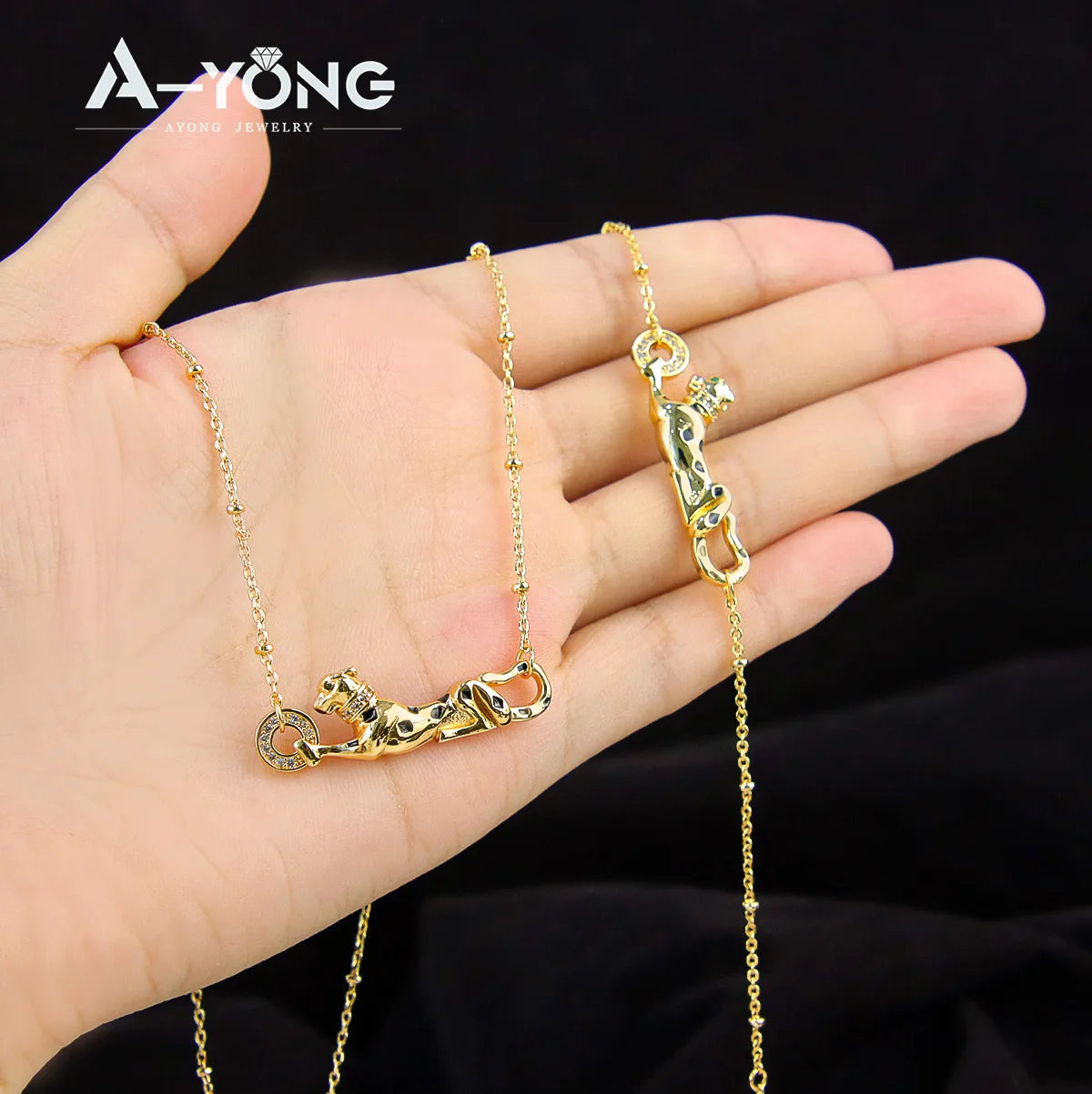 Conjunto de collar dorado punk con diseño de leopardo de AYONG, chapado en oro de 21 quilates, joyería vintage de lujo de Dubái, Oriente Medio, accesorios para bodas árabes