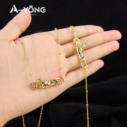 AYONG Leopard Punk Gold Necklace Set 21k Gold Plated Dubai Middle East Vintage Luxury Jewelry Arab Wedding Party Accessories