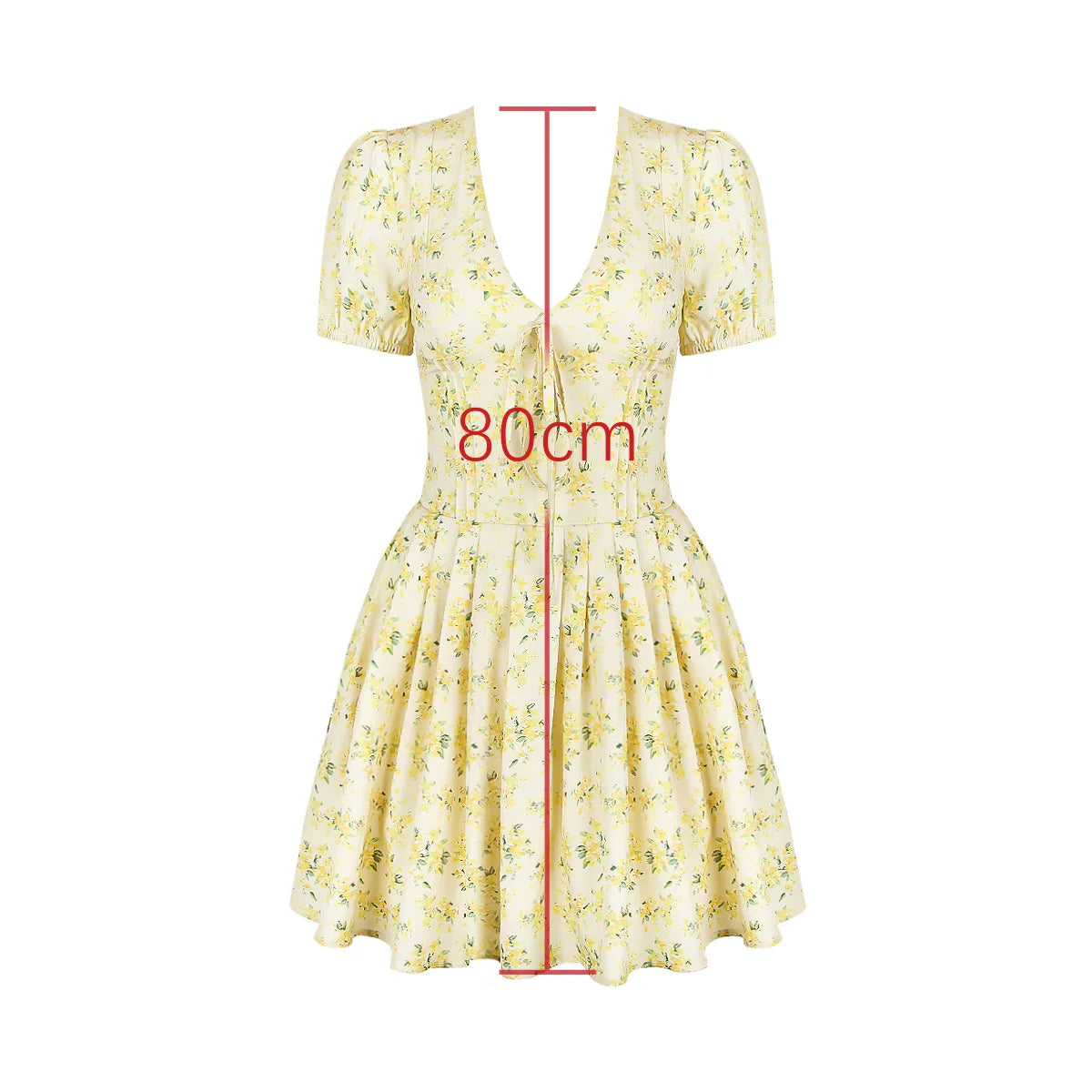 Oligai Fashion Summer Dresses 2024 Yellow Flower Print Party Dresses Elegant Puff Sleeve Birthday Holiday Dress Women's Clothing